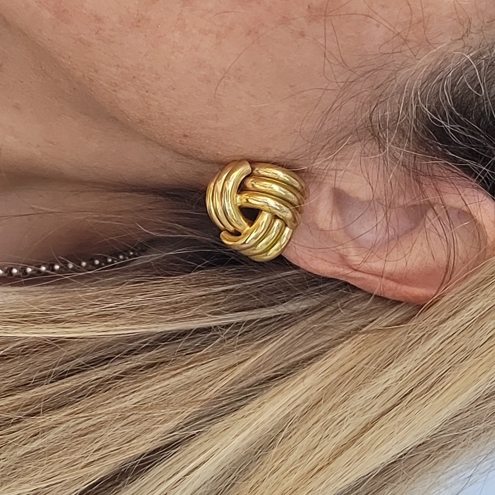 VINTAGE TRIFARI Knot Earrings, Clip On